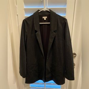 Garnet Hill Knit blazer / jacket, dark gray heather, partially lined 12